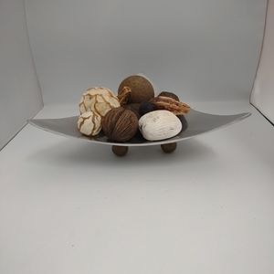 Mid Century Modern 14" Curved Silver-plated Triangle Bowl Gold Feet Decor Filler